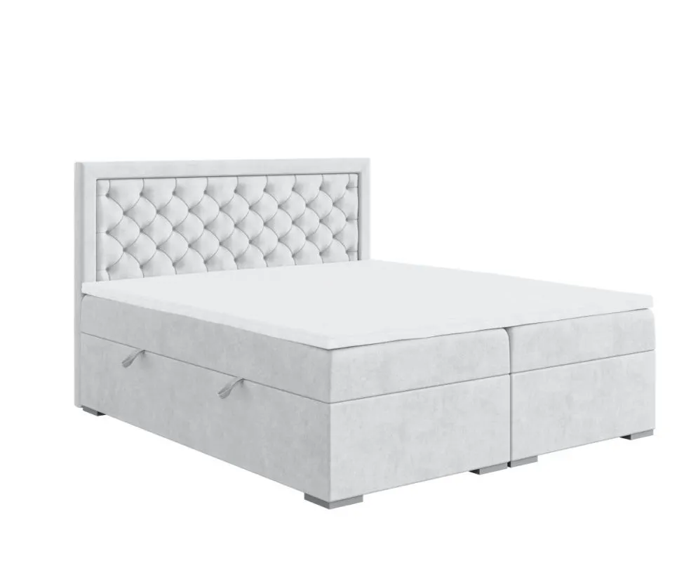 Łóżko kontynentalne EKSPRESJO 140 jasno szare velvet z pojemnikiem do sypialni | MIRAT. w stylu GLAMOUR kolekcja