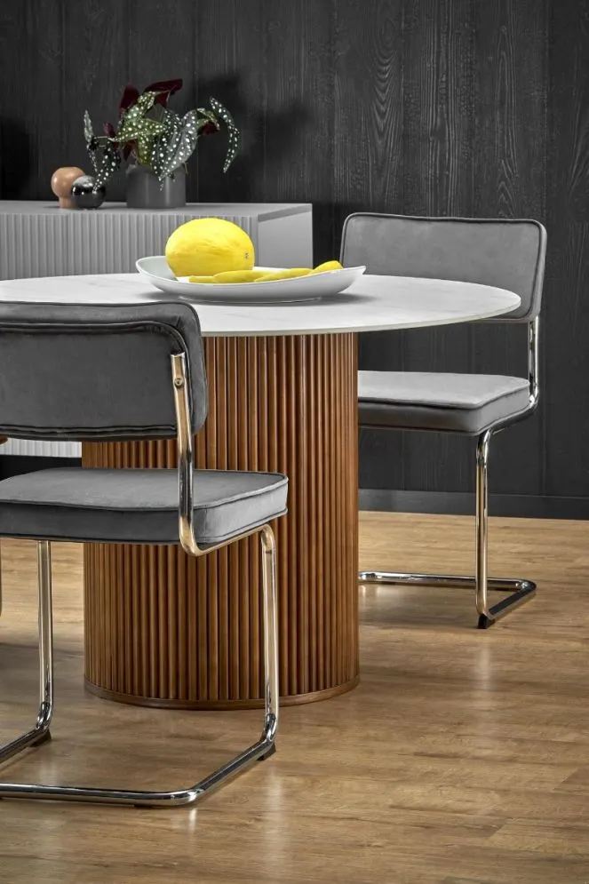 Krzesło K510 VELVET szare na srebrnej płozie I sklep meblowy MIRAT.