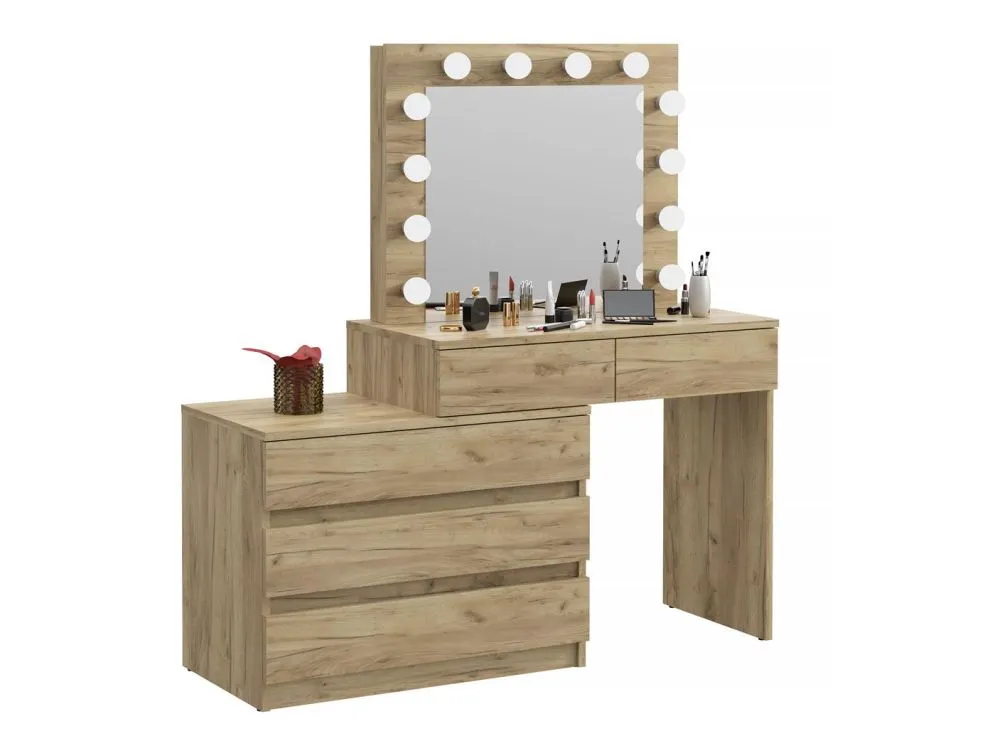 Toaletka OVIS dąb craft z lustrem i kontenerkiem | MIRAT.