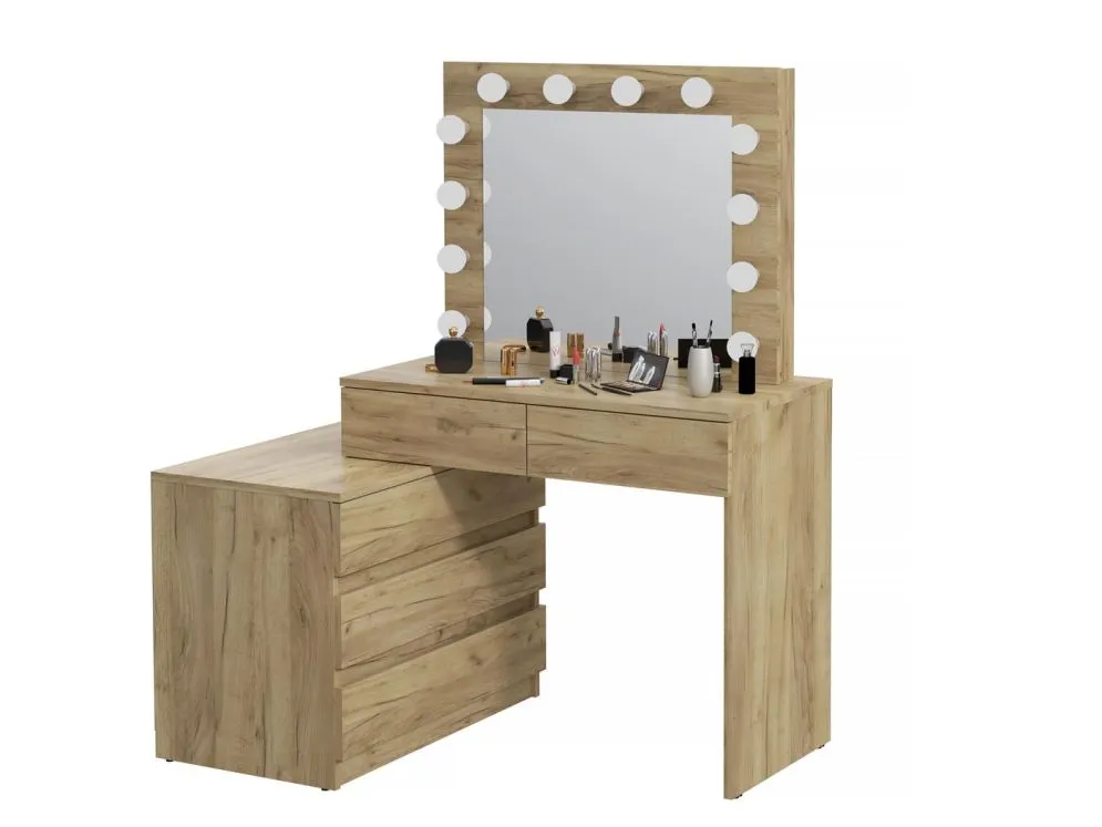 Toaletka OVIS dąb craft z lustrem i kontenerkiem | MIRAT.