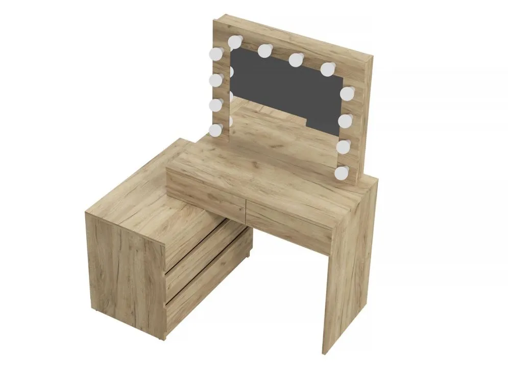 Toaletka OVIS dąb craft z lustrem i kontenerkiem | MIRAT.