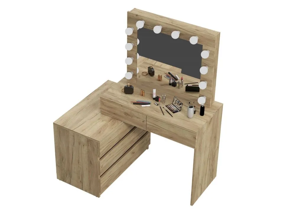 Toaletka OVIS dąb craft z lustrem i kontenerkiem | MIRAT.