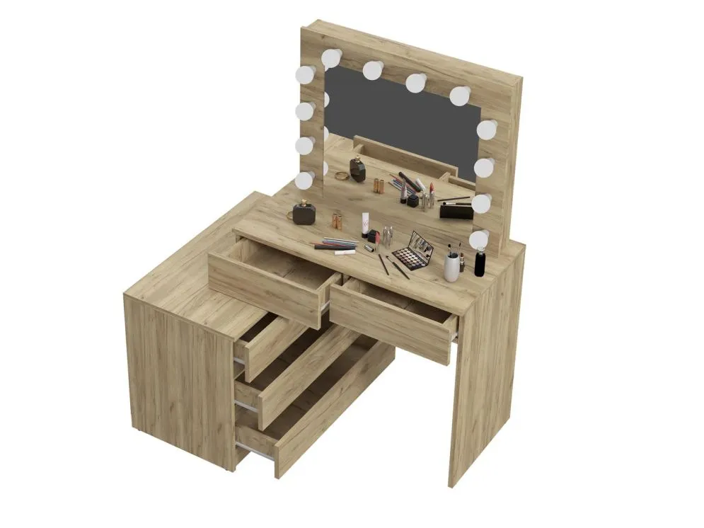 Toaletka OVIS dąb craft z lustrem i kontenerkiem | MIRAT.