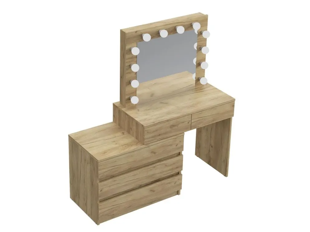 Toaletka OVIS dąb craft z lustrem i kontenerkiem | MIRAT.