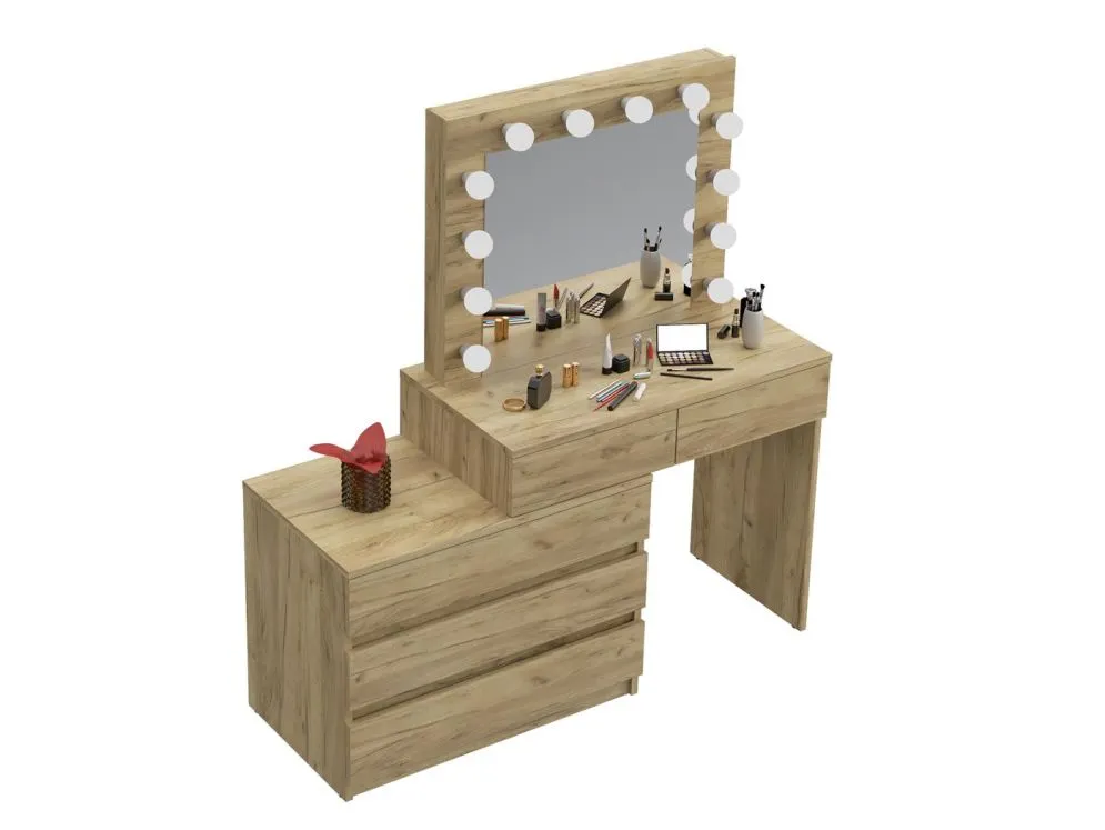 Toaletka OVIS dąb craft z lustrem i kontenerkiem | MIRAT.