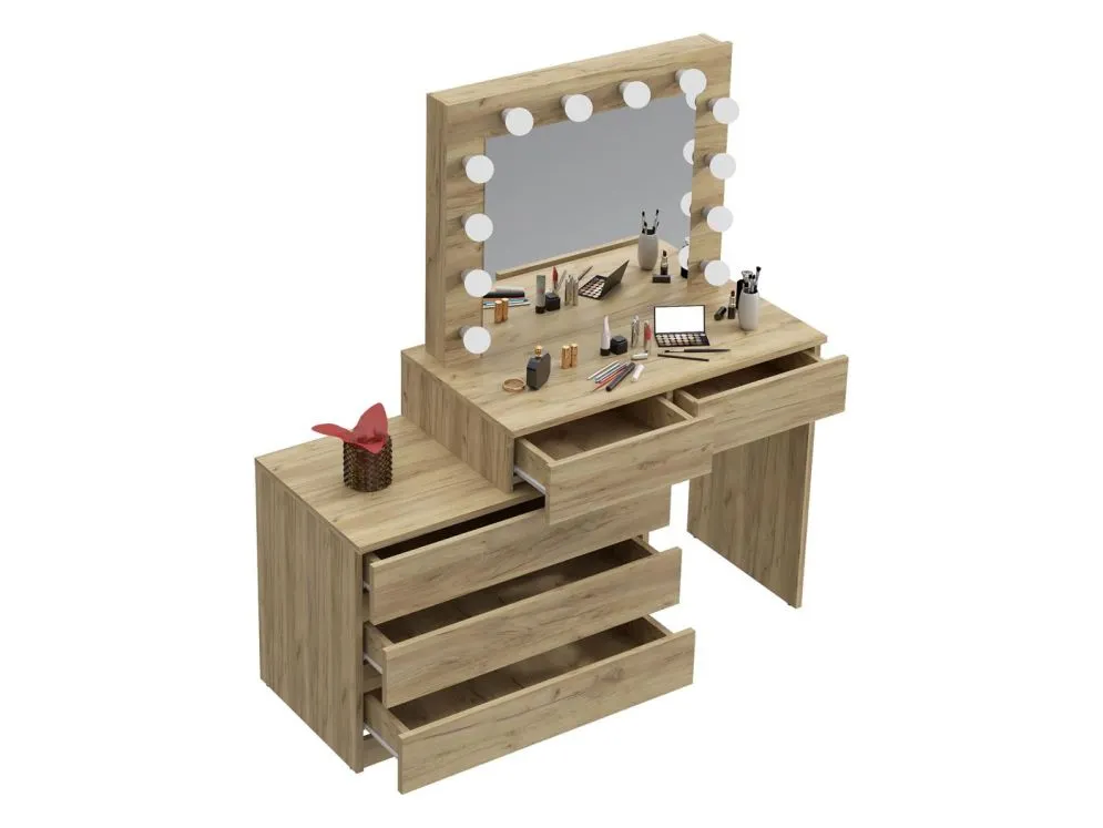 Toaletka OVIS dąb craft z lustrem i kontenerkiem | MIRAT.