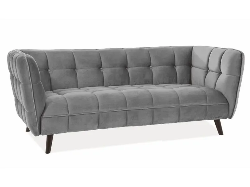 Sofa CASTELLO VELVET 3 szara tapicerowane aksamitem | MIRAT. styl GLAMOUR kolekcja CASTELLO