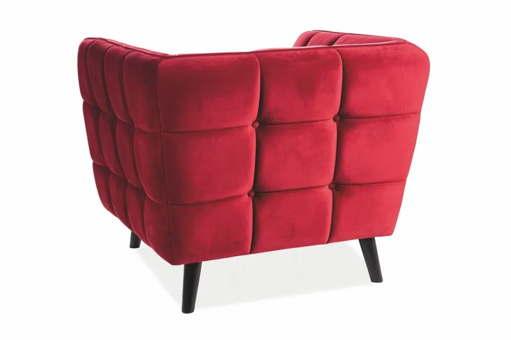 Fotel CASTELLO VELVET 1 bordowy z pikowaniami w stylu glamour | MIRAT. w stylu GLAMOUR kolekcja CASTELLO
