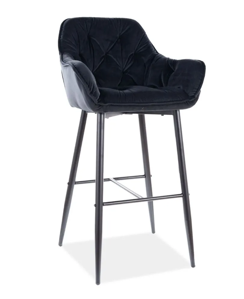 Hoker CHERRY H-1 VELVET czarny z oparciem do kuchni | MIRAT. styl GLAMOUR, LOFT