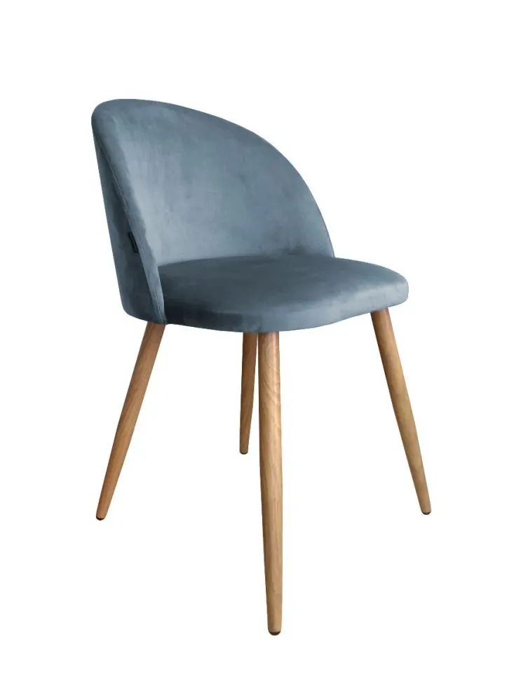 Krzesło CLAUDINE 2 BL VELVET szare/dąb tapicerowane do salonu | MIRAT. w stylu  kolekcja
