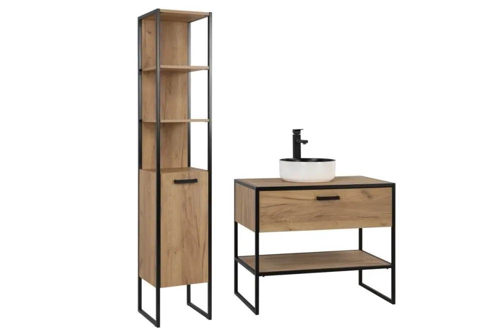 Zestaw mebli łazienkowych BROOKLIN 800 + 827 dąb craft złoty w stylu loft | MIRAT. w stylu LOFT kolekcja BROOKLIN