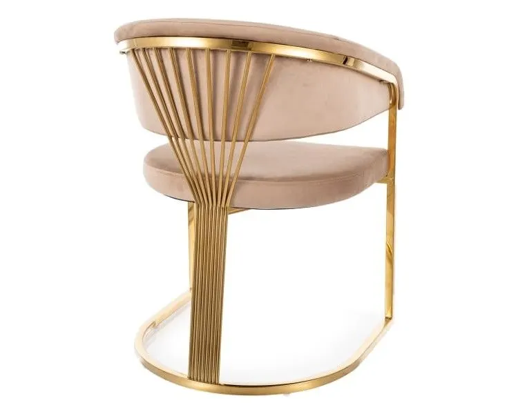 Krzesło tapicerowane CROWN VELVET beżowe I sklep meblowy MIRAT. styl GLAMOUR