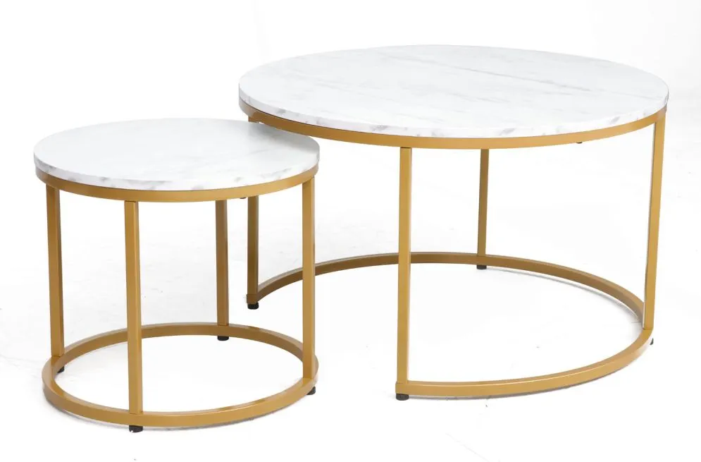 Zestaw 2 ław DION biały/złoty w stylu glamour I sklep meblowy MIRAT. styl GLAMOUR