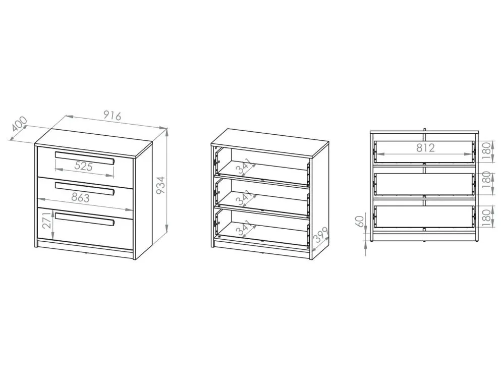 Komoda DOT 92 buk/biała/szara do pokoju młodzieżowego I sklep meblowy MIRAT. styl SKANDYNAWSKI kolekcja DOT