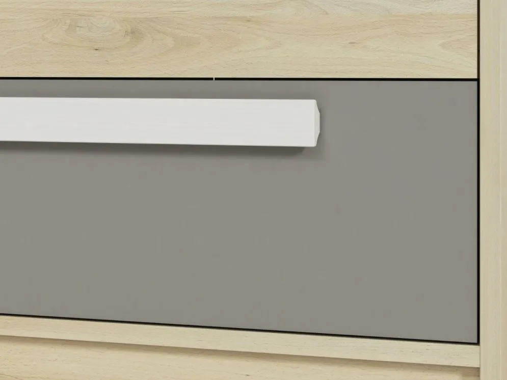 Komoda wysoka DOT buk/biała/szara z szufladami I sklep meblowy MIRAT. styl SKANDYNAWSKI