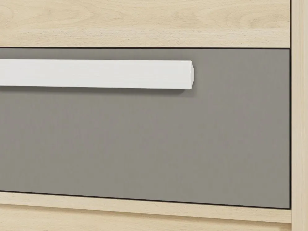 Komoda DOT 92 buk/biała/szara do pokoju młodzieżowego I sklep meblowy MIRAT. styl SKANDYNAWSKI kolekcja DOT