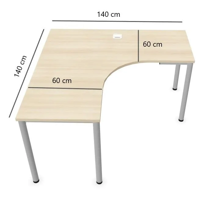 Biurko narożne EASY SPACE I-LEG LS 140x140cm czarne grafitowe I sklep meblowy MIRAT.