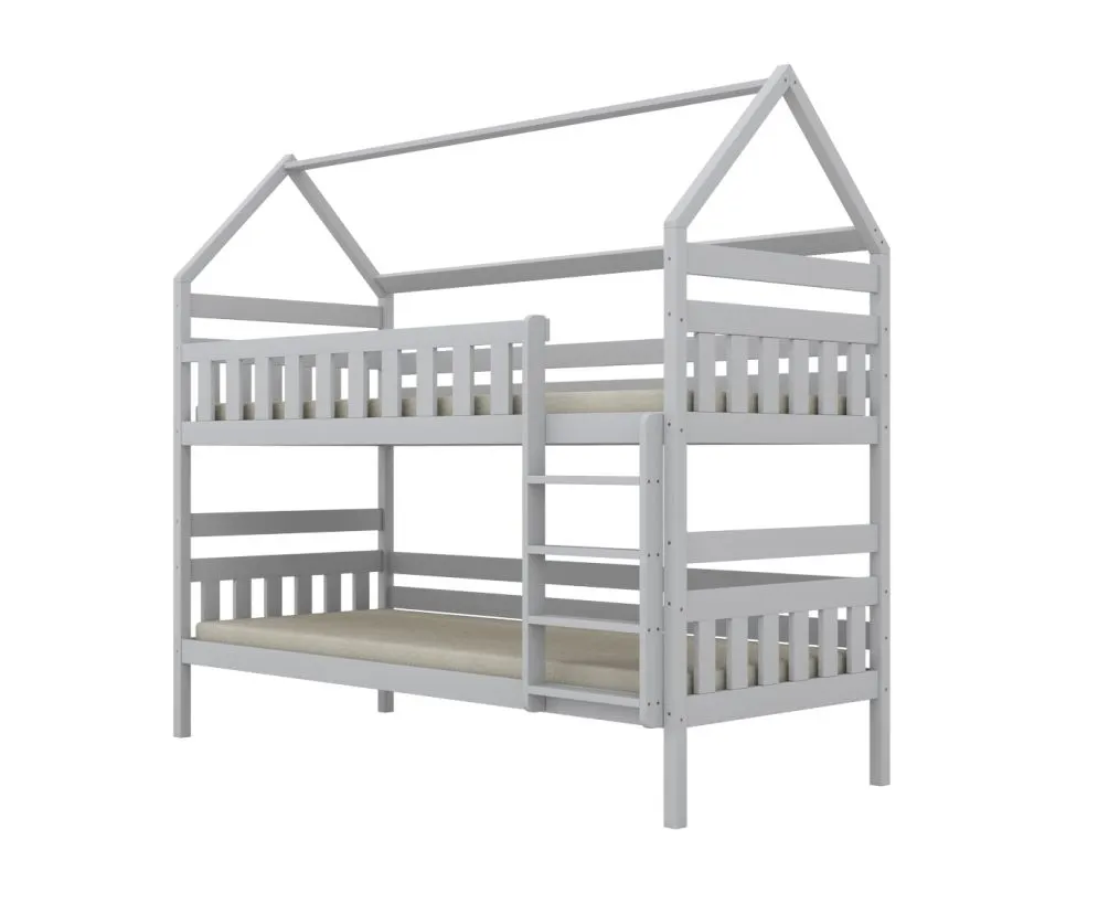 Łóżko piętrowe domek FELIKS 180x90 białe trzyosobowe sosnowe I sklep meblowy MIRAT. styl SKANDYNAWSKI kolekcja FELIKS