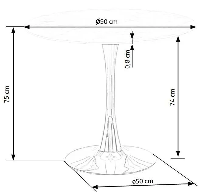 Stół okrągły CASEMIRO 90x90 biały marmur/złoty na jednej nodze | MIRAT. styl GLAMOUR