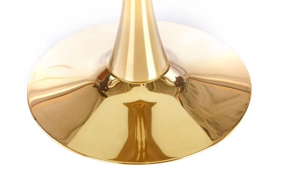 Stół okrągły CASEMIRO 90x90 biały marmur/złoty na jednej nodze | MIRAT. styl GLAMOUR