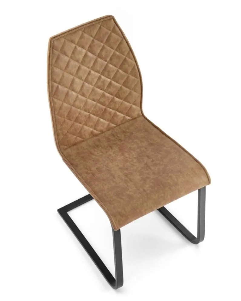 Krzesło tapicerowane K265 brązowe na płozach | MIRAT.