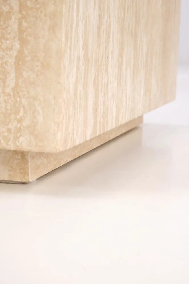 Stolik kawowy TRAVERTINO_S kwadratowy 45x45 trawertyn kostka I sklep meblowy MIRAT.