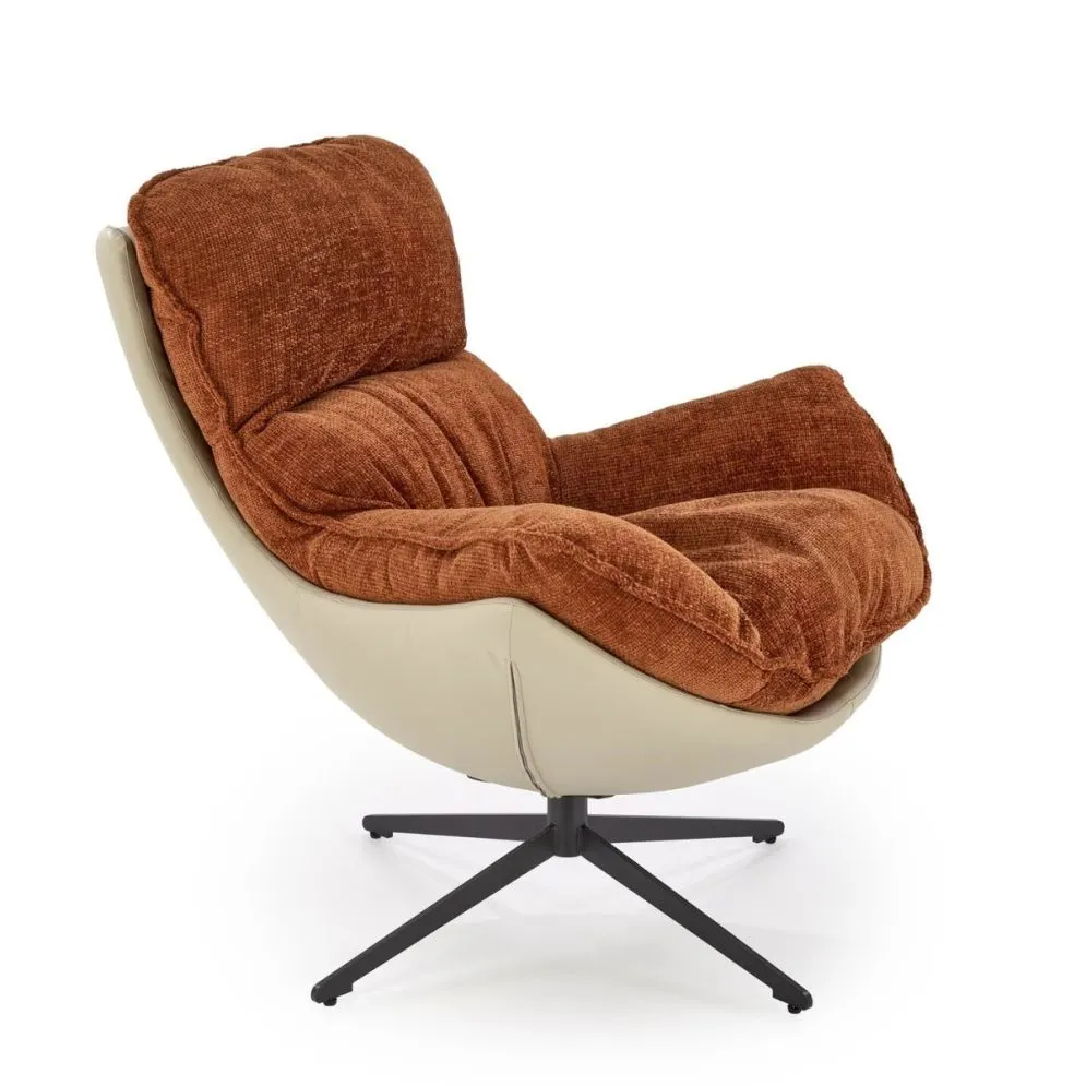 Fotel obrotowy LOBSTER cynamonowy/beżowy z ekoskóry I sklep meblowy MIRAT.