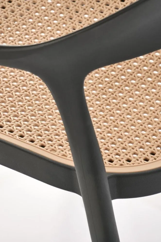 Krzesło K530 czarne/beżowe z tworzywa PVC do ogrodu I sklep meblowy MIRAT.