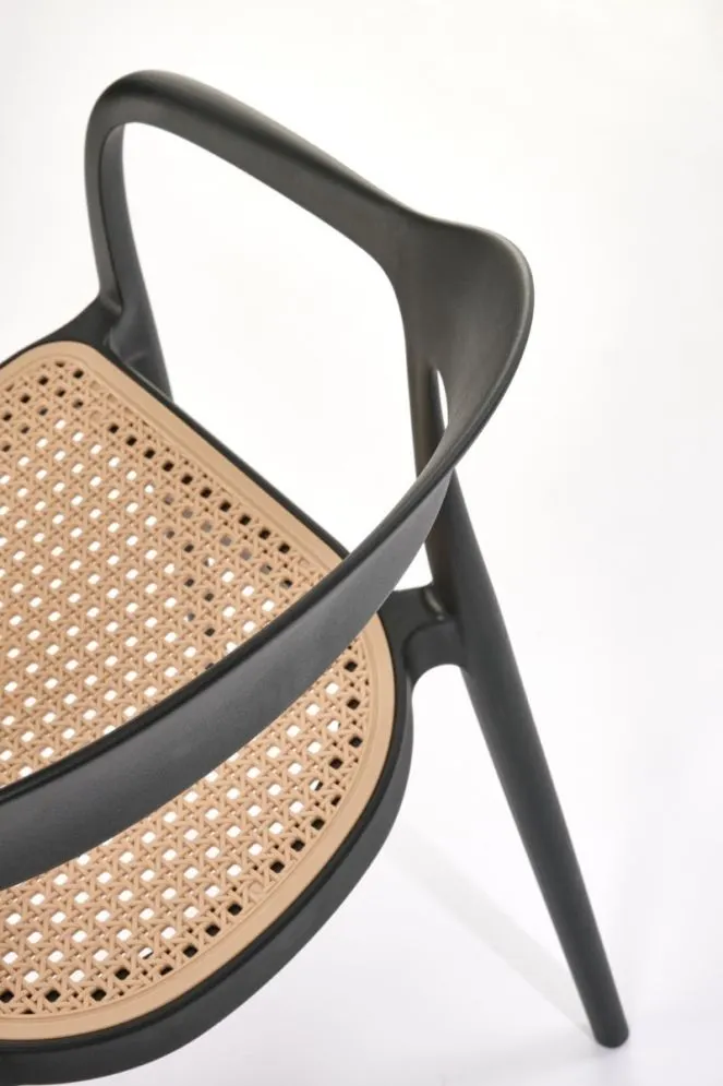 Krzesło K530 czarne/beżowe z tworzywa PVC do ogrodu I sklep meblowy MIRAT.