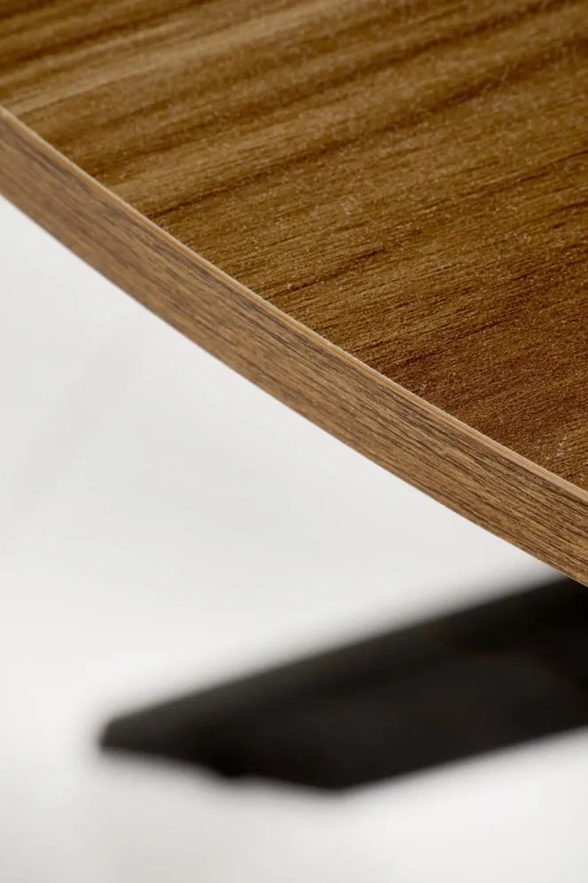 Stół okrągły EDGAR 100x100 orzech/czarny na krzyżowej podstawie I sklep meblowy MIRAT. styl LOFT