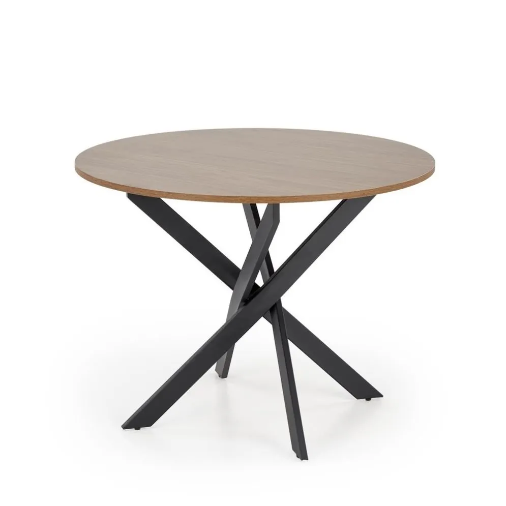 Stół okrągły EDGAR 100x100 orzech/czarny na krzyżowej podstawie I sklep meblowy MIRAT. styl LOFT