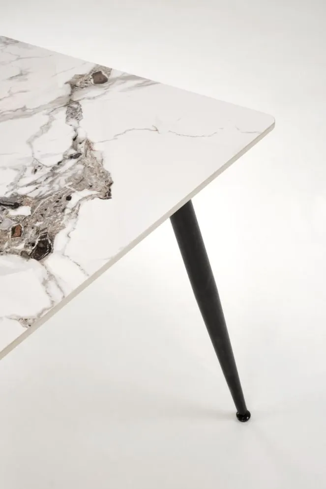 Stół EMILIO 140x80 biały marmur/czarny 6-osobowy I sklep meblowy MIRAT. styl GLAMOUR