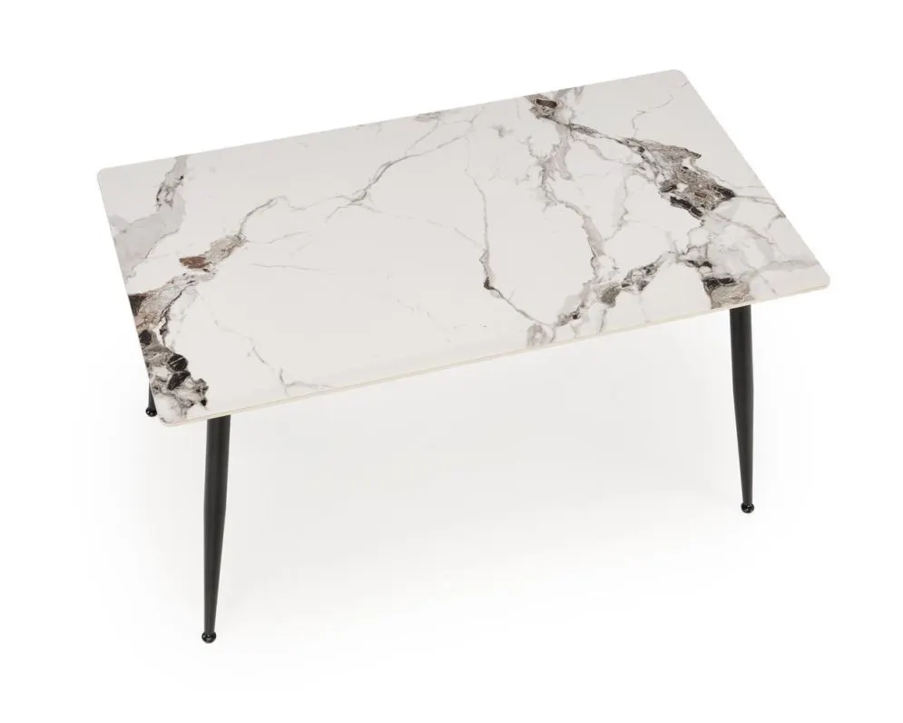 Stół EMILIO 140x80 biały marmur/czarny 6-osobowy I sklep meblowy MIRAT. styl GLAMOUR