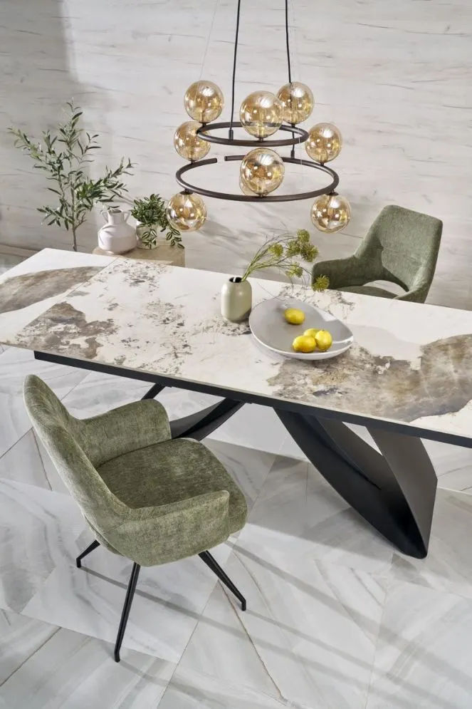 Krzesło tapicerowane K542 oliwkowe obracane loftowe I sklep meblowy MIRAT.