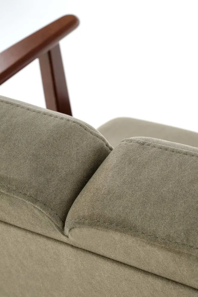 Sofa MILANO 2S oliwkowa/orzech dwuosobowa drewniany stelaż I sklep meblowy MIRAT. styl SKANDYNAWSKI, VINTAGE