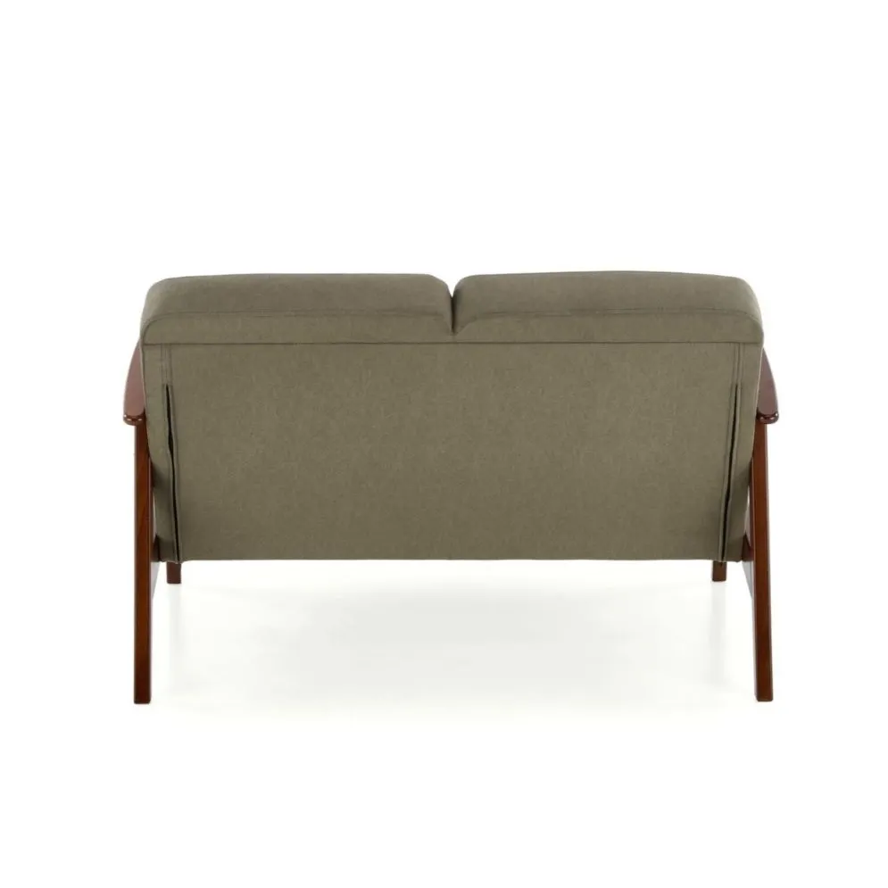 Sofa MILANO 2S oliwkowa/orzech dwuosobowa drewniany stelaż I sklep meblowy MIRAT. styl SKANDYNAWSKI, VINTAGE