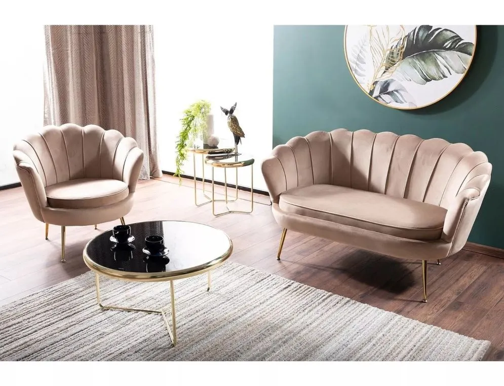 Sofa CAMELLIA 2 VELVET beżowa w stylu glamour I sklep meblowy MIRAT. styl GLAMOUR