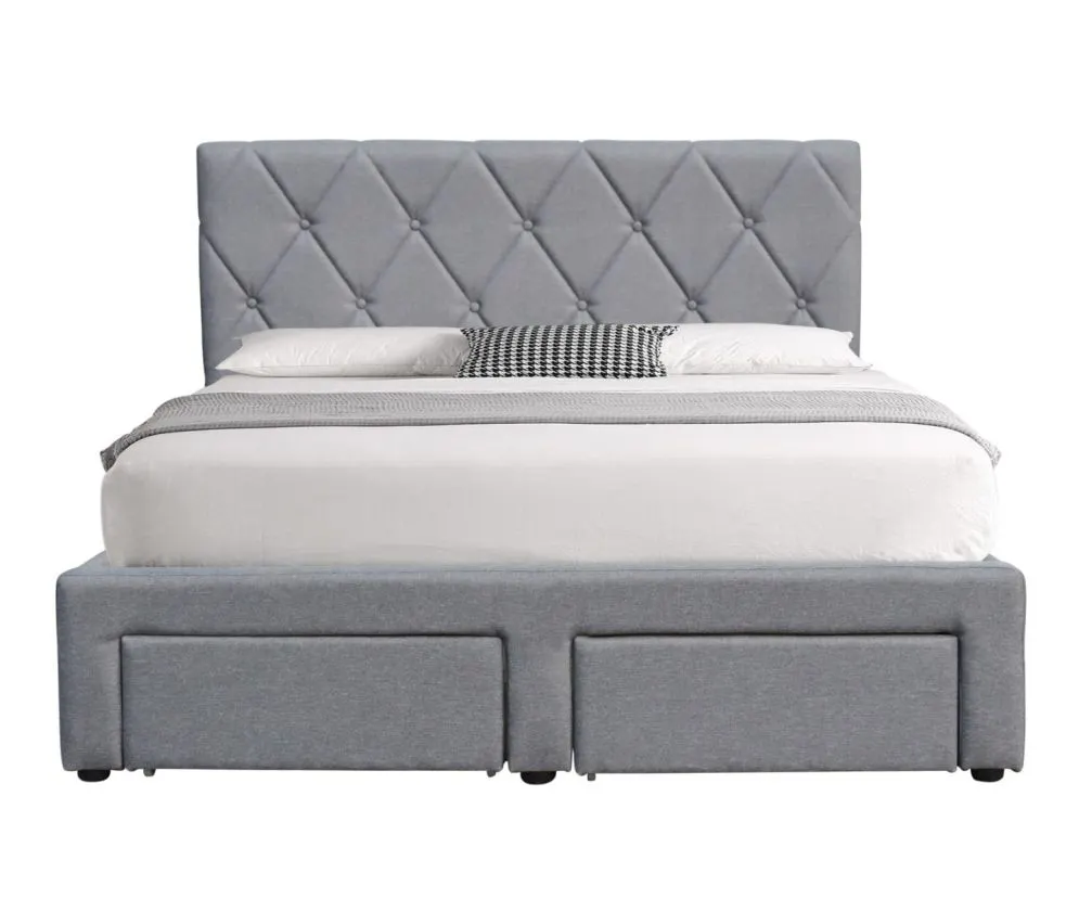 Łóżko BETINA 140x200 szare z szufladami pikowane I sklep meblowy MIRAT.