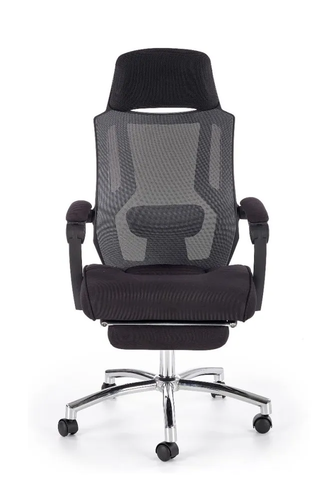 Fotel biurowy FREEMAN czarny tapicerowany z podnóżkiem | MIRAT. w stylu  kolekcja