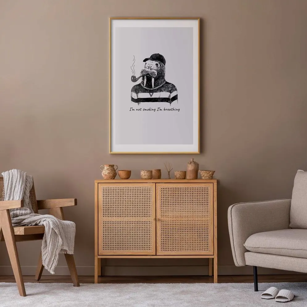 Plakat Smoking 21x30 cm z ramą złotą z marginesem | MIRAT.