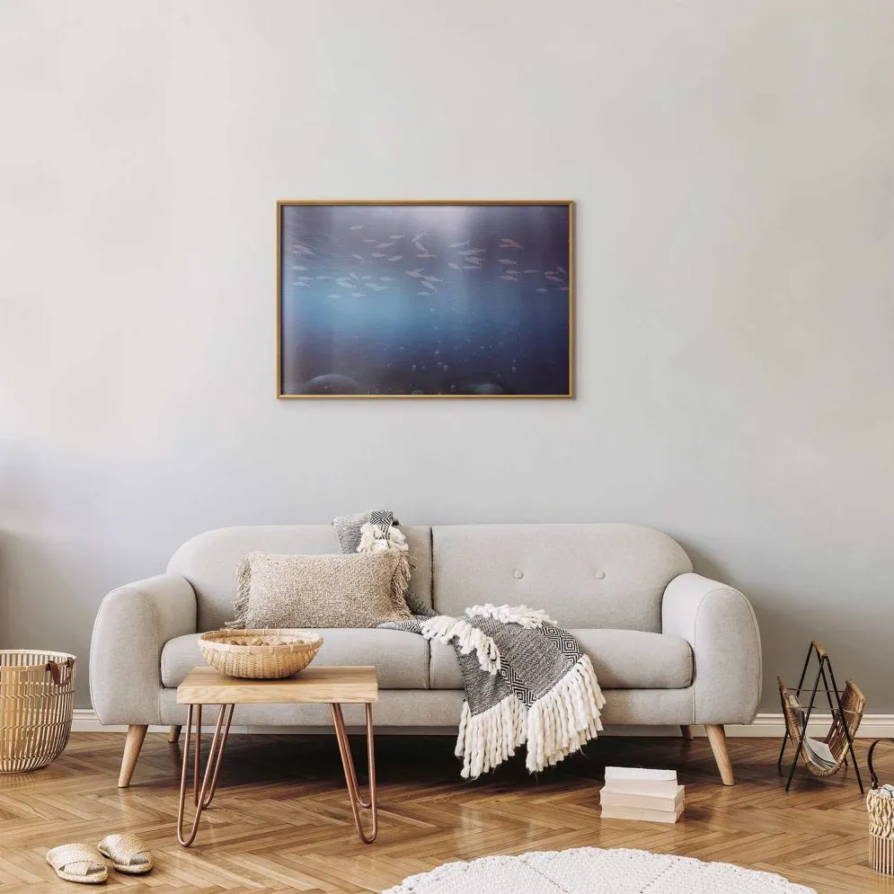 Plakat Rybki w głębinach 42x29,7 cm z ramą złotą bez marginesu | MIRAT.