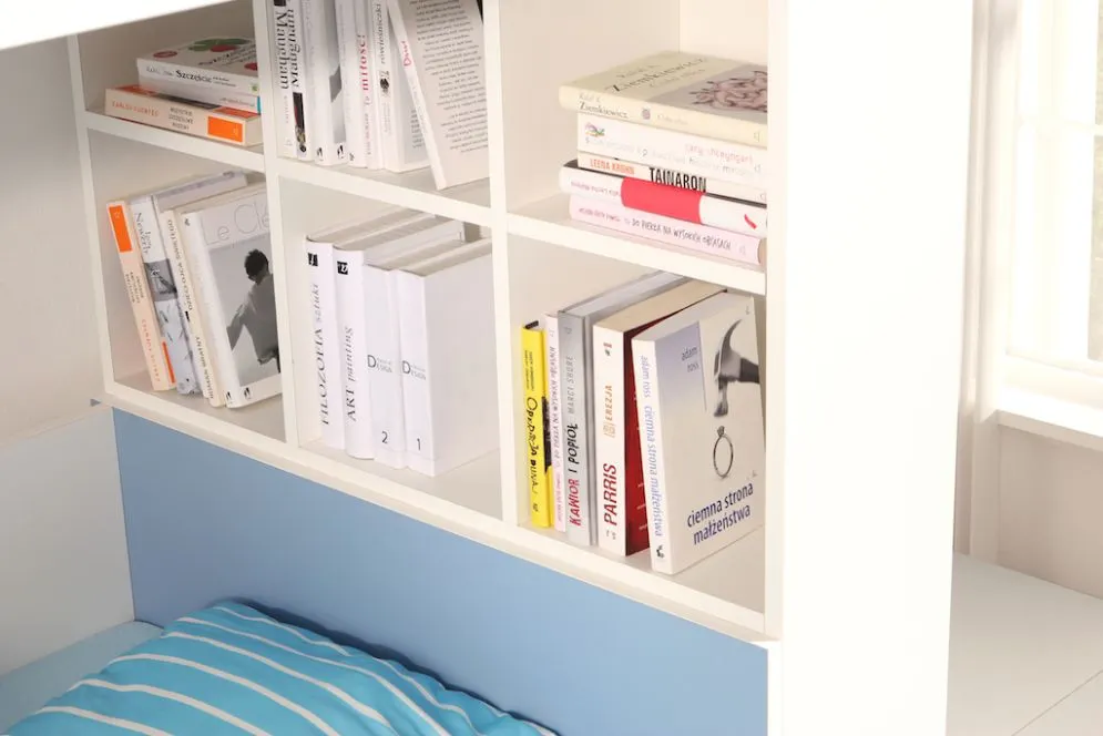 Łóżko piętrowe SANICA 180x80 białe/dąb sonoma I sklep meblowy MIRAT.