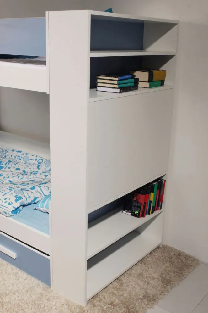 Łóżko piętrowe SANICA 180x80 białe/dąb sonoma I sklep meblowy MIRAT.