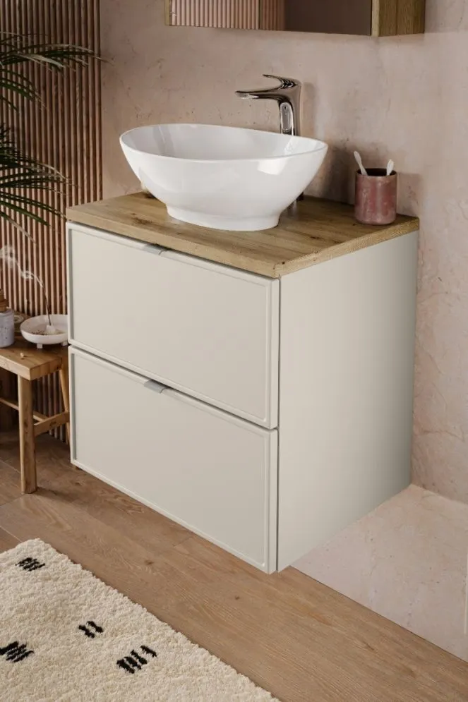 Szafka pod umywalkę nablatową BELLA CASHMERE 82-60-2S z blatem 60 cm kaszmir/dąb artisan I sklep meblowy MIRAT.