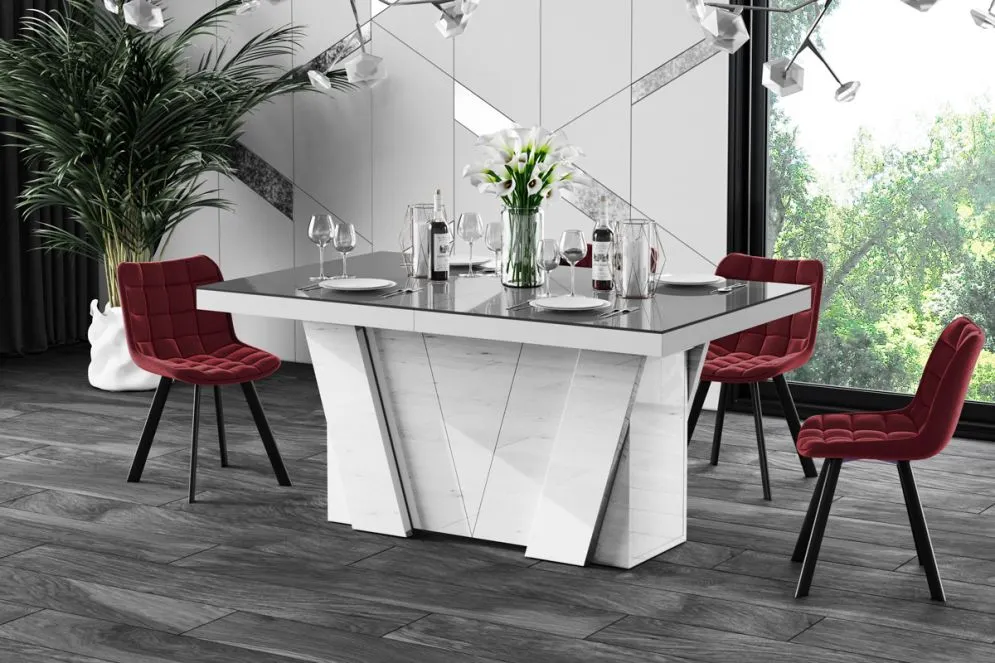 Stół rozkładany GRANDE 160(412)x100 szary/biały połysk dla 22 osób | MIRAT.