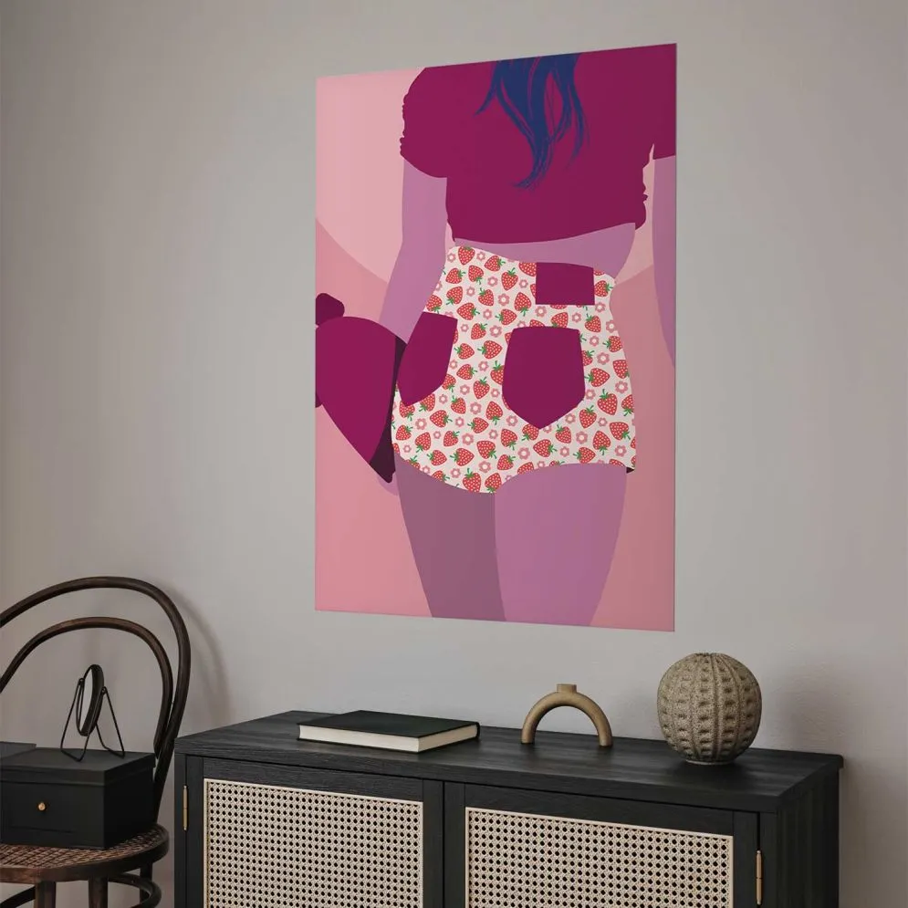 Plakat Spodenki w truskawki 40x60 cm bez ramy bez marginesu | MIRAT.