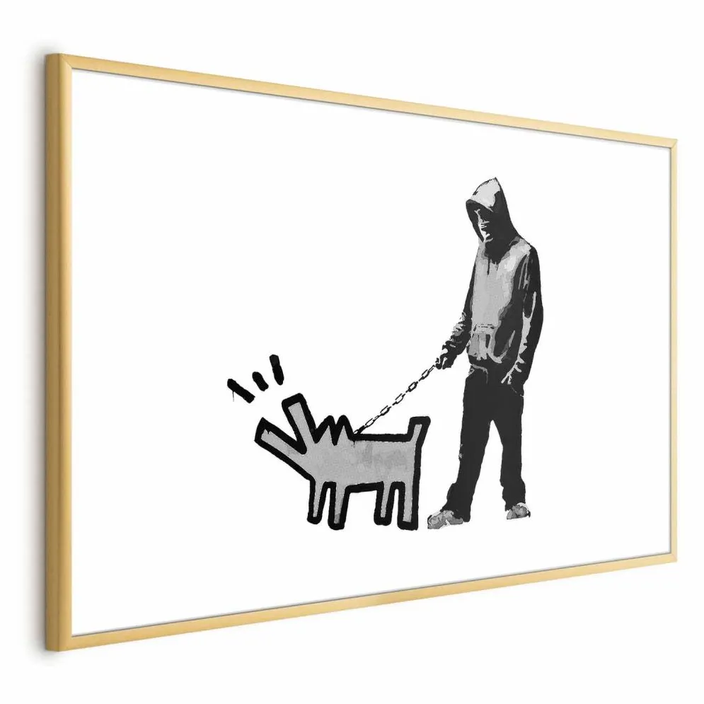 Plakat Dog Art 42x29,7 cm z ramą złotą z marginesem | MIRAT.