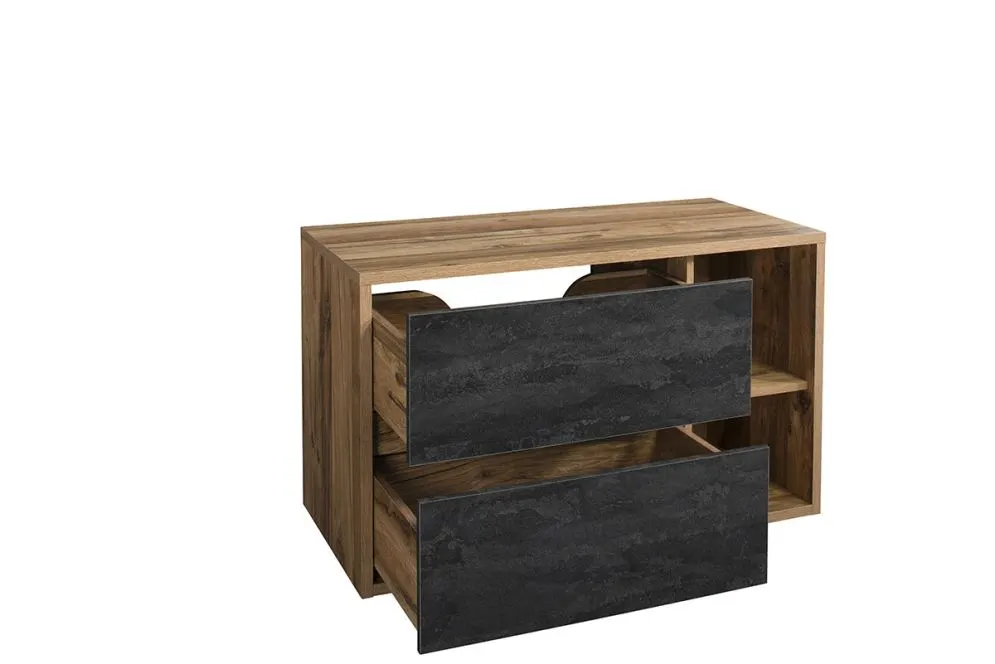 Szafka pod umywalkę nablatową HAMPTON CONCRETE 824-100BL ciemny beton/dąb wisząca | MIRAT. styl LOFT