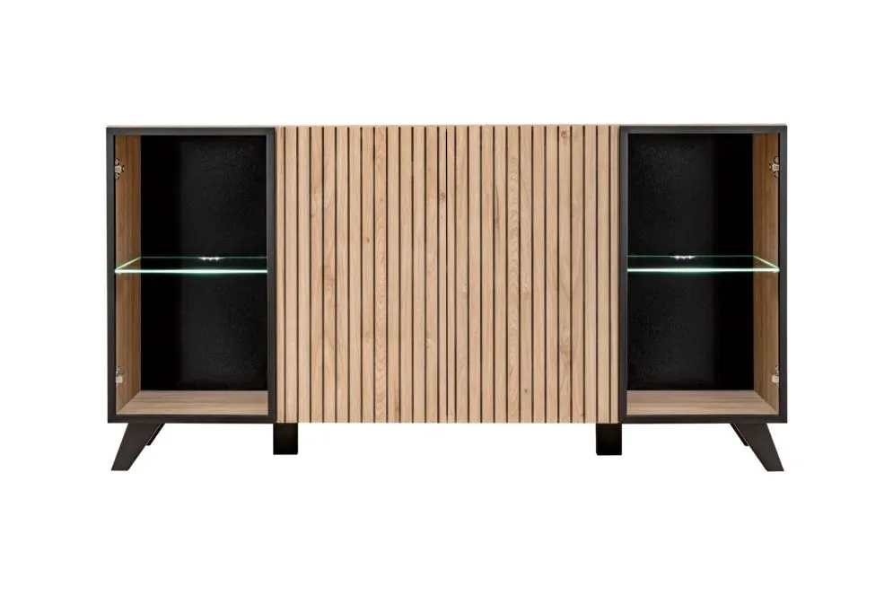 Komoda LIAM LED hickory jackson z przeszklonymi drzwiczkami I sklep meblowy MIRAT.