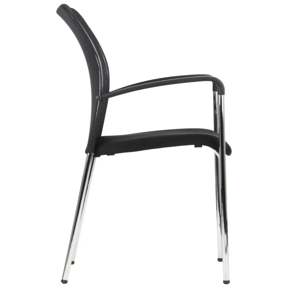 Krzesło biurowe HN-7501 czarne/chrom z podłokietnikami I sklep meblowy MIRAT.